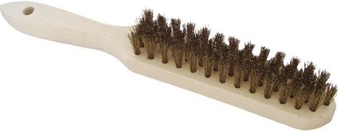 Brosse métallique manuelle à 4 rangées, fil d’acier cuivré, manche en bois