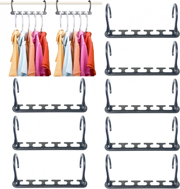 Organizer appendiabiti per armadio, salvaspazio, grigio, 8 pezzi