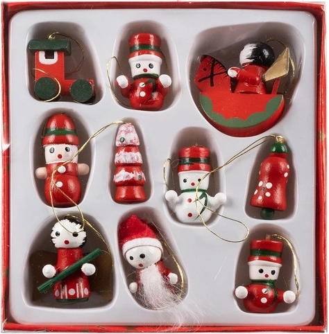 Wooden Christmas Ornaments Set of 10 pcs