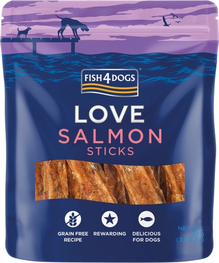 Fish4Dogs Love bâtonnets au saumon pour chiens 85 g
