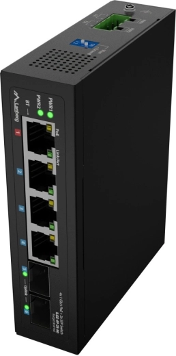 2× uplink SFP per tratte più lunghe e segmentazione della rete