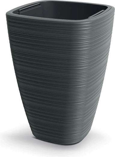 Vaso Vena Square 38,8 cm – vaso in plastica grigio scuro con inserto