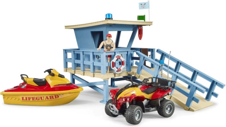 Tour de sauveteur avec quad, scooter et figurine