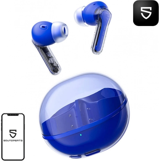 wireless earphones TWS SoundPEATS Clear blue