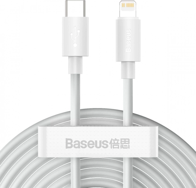 Baseus Simple Wisdom set di cavi USB‑C a Lightning 20 W PD, 1,5 m, bianco (2 pz)