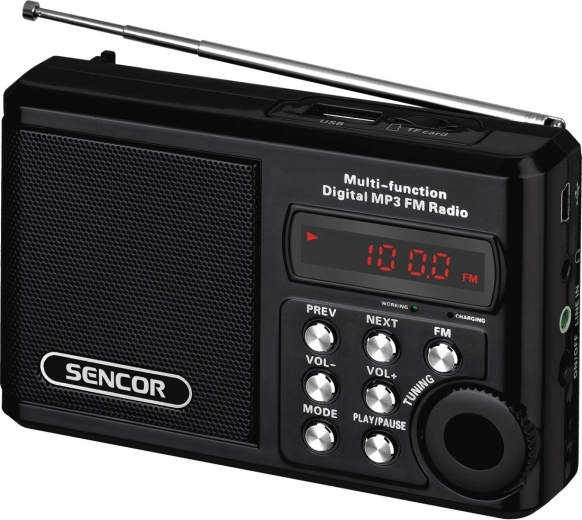 Radio tascabile con MP3, USB e microSD, batteria agli ioni di litio fino a 10 ore