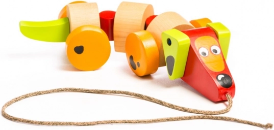 Wooden dachshund on a string