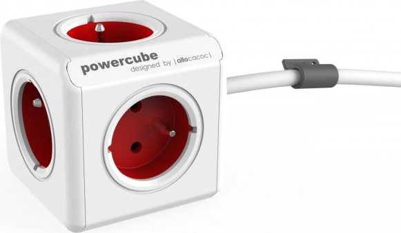PowerCube Extended 1.5 m Surge-Protected Extension Strip – Red