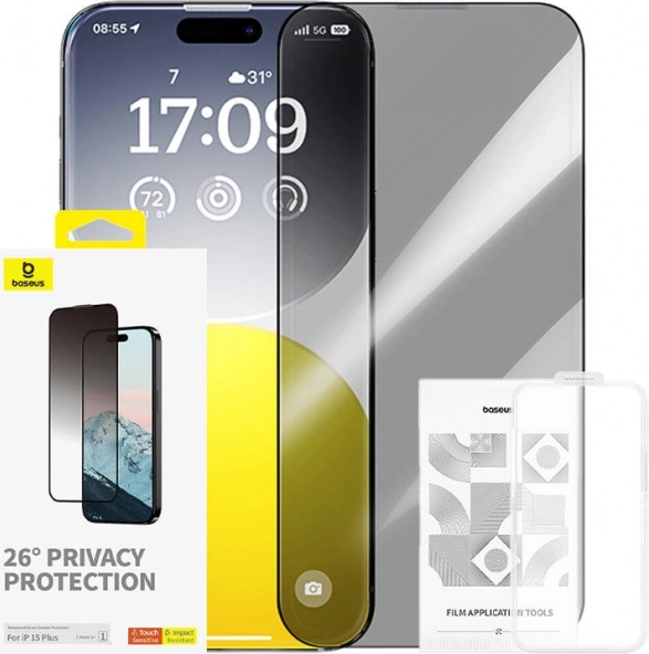 Verre trempé de confidentialité Baseus pour iPhone 15 Plus