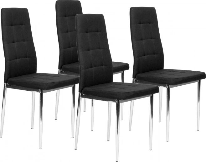 Set di 4 sedie nere per soggiorno e sala da pranzo con gambe cromate