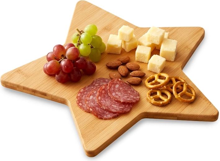 Wooden bamboo cutting and serving board in the shape of a star