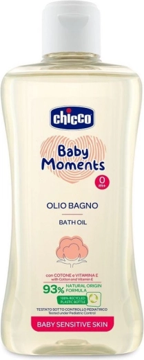 Chicco Baby Moments Sensitive olio da bagno con olio di semi di cotone e vitamina E 200 ml