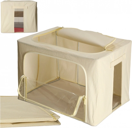 Textile storage organizer for wardrobe with frame 66 l