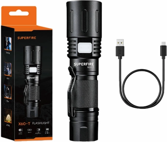 Torch Superfire X60-T USB Rechargeable, 1500lm