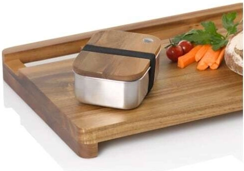 Boîte intégrée en inox avec couvercle en bois