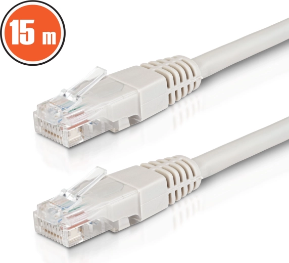 Síťový patch kabel UTP Cat6 CCA 15 m šedý