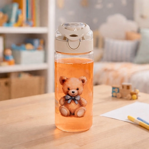 Børnemotiv med bamse og bærestrop