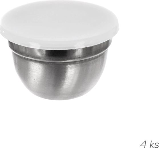 Lot de bols à sauces en acier inoxydable avec couvercles en plastique 8 cm, 4 pcs