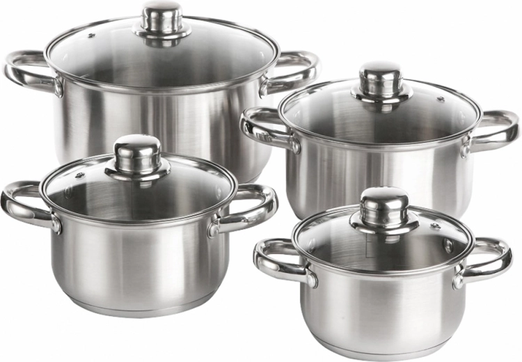 Vito – set de 8 pièces de casseroles en acier inoxydable avec couvercles