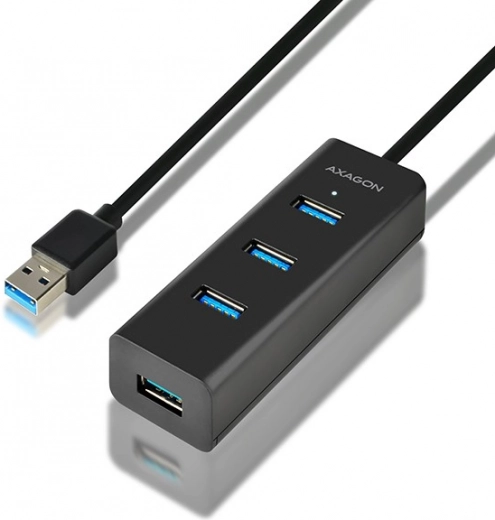 AXAGON HUE-S2BL hub USB 3.2 Gen 1 a 4 porte con ricarica e cavo da 1,2 m