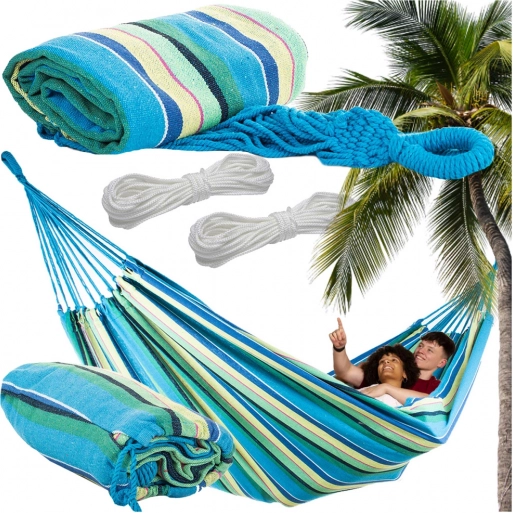 Amaca da giardino XXL a due posti, a righe, 200 × 150 cm