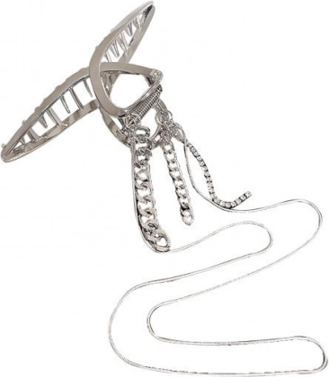Fermaglio decorativo per capelli con catena in colore argento