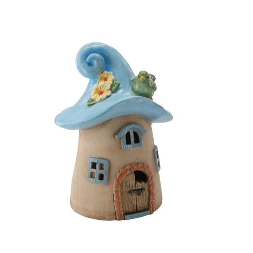 Design enchanteur de la maison-champignon bleue