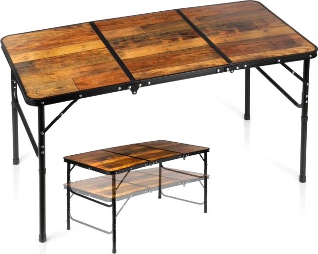 Tavolo da campeggio pieghevole Vilde 2 in 1 con altezza regolabile 120 × 60 cm