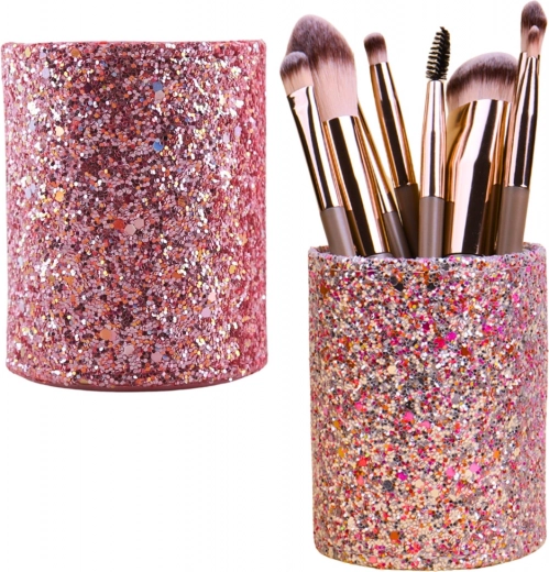 Brocade Pink Cup for Brushes and Cosmetic Accessories