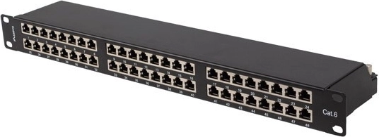Lanberg patch panel 48 porte 1U 19" Cat.6 FTP schermato nero