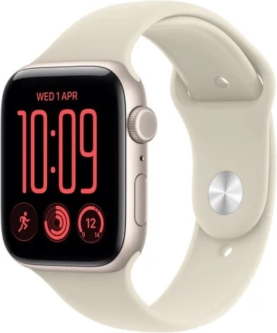 Apple Watch SE 3 GPS + Cellular 40 mm z aluminiową kopertą w kolorze gwiezdnego blasku i sportowym paskiem w kolorze piaskowym M/L