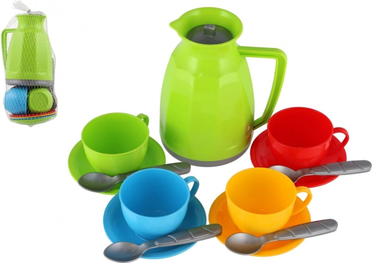kinder theeservies van plastic, 13-delig in net