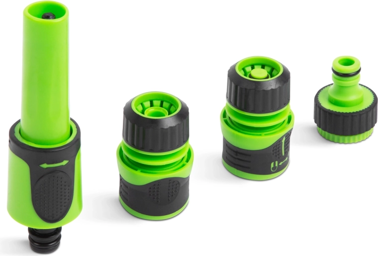 Garden watering nozzle set with continuously adjustable water flow