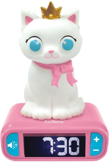 Børnevækkeur med natligt 3D-lys Kat LEXIBOOK