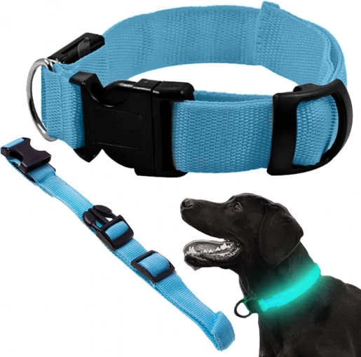 LED light-up collar for dogs and cats, adjustable, 59 cm – blue
