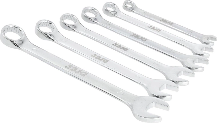 Seks af de mest anvendte størrelser