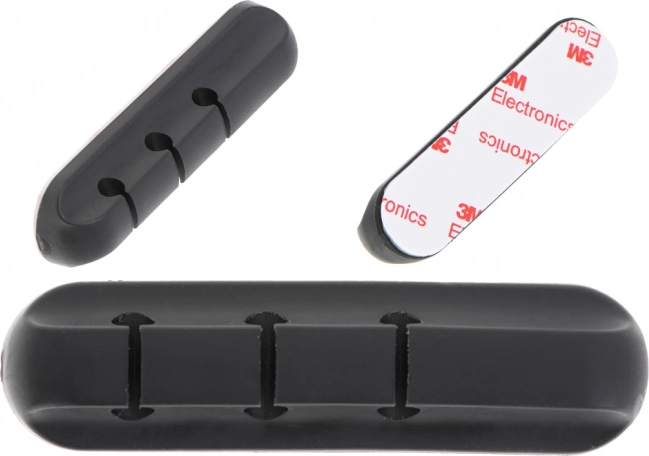 Organizzatore adesivo in silicone per cavi, 3 slot, nero