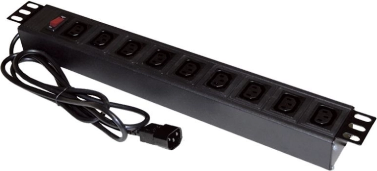 Barrette d’alimentation 19" 9×C13 avec fiche C14
