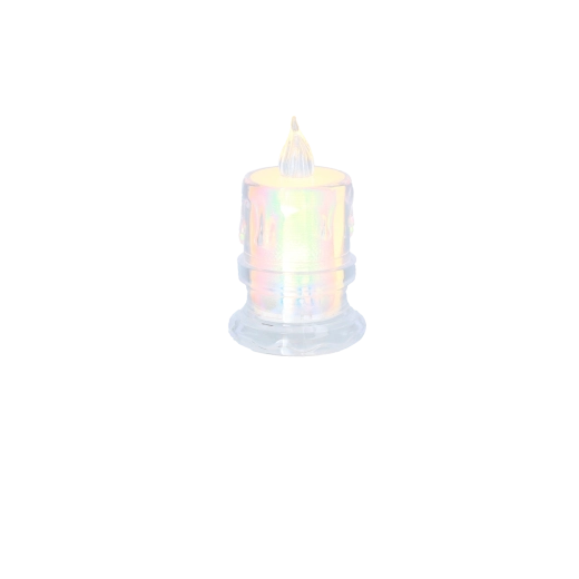 Bougie LED 4,5 × 7,5 cm semi-transparente, mix de motifs (présentoir 12 pcs)