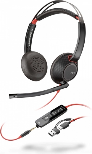 Stereofonska slušalka z mikrofonom Poly Blackwire 5220 z USB‑C in adapterjem