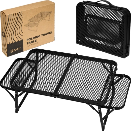 Tavolo da campeggio pieghevole Flip basso 70 nero