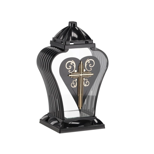Lampada votiva da cimitero Anfora con croce nera, 35 cm