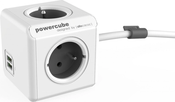 Presa multipla con prolunga PowerCube Extended USB 1,5 m grigia
