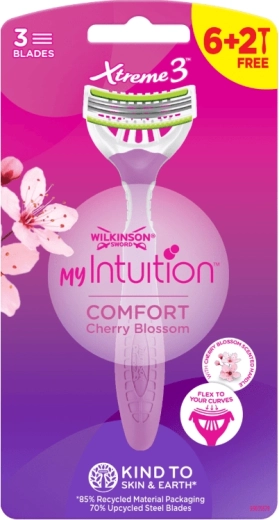 Rasoio usa e getta da donna WILKINSON Xtreme3 Intuition Comfort Cherry Blossom, 8 pezzi
