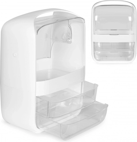 Cosmetic organizer with lid and 2 drawers MODERNHOME – white