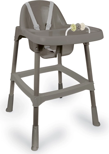 Seggiolone pappa per bambini con vassoio grigio