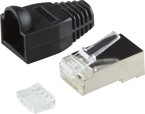 RJ45 CAT.6 Stecker mit Schutz, schwarz