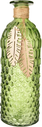 Vaso in vetro con motivo a foglie verde 25 cm