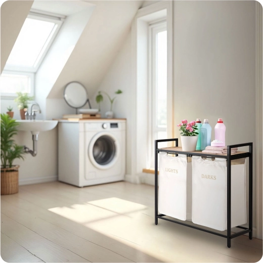 Twee compartimenten LICHT en DONKER voor direct sorteren