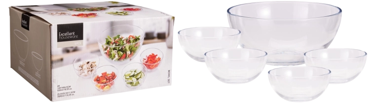 Lot de 5 bols à salade en verre